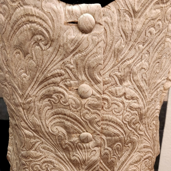 VINTAGE 60s Jackie Gold Brocade Long Gown Mod MCM RARE - Picture 5 of 5